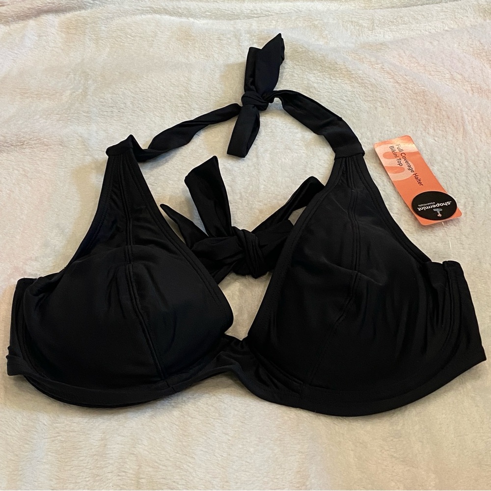 Shapermint Essentials Full Coverage Halter Bikini Top Only Black Size Large NWT - Picture 6 of 11